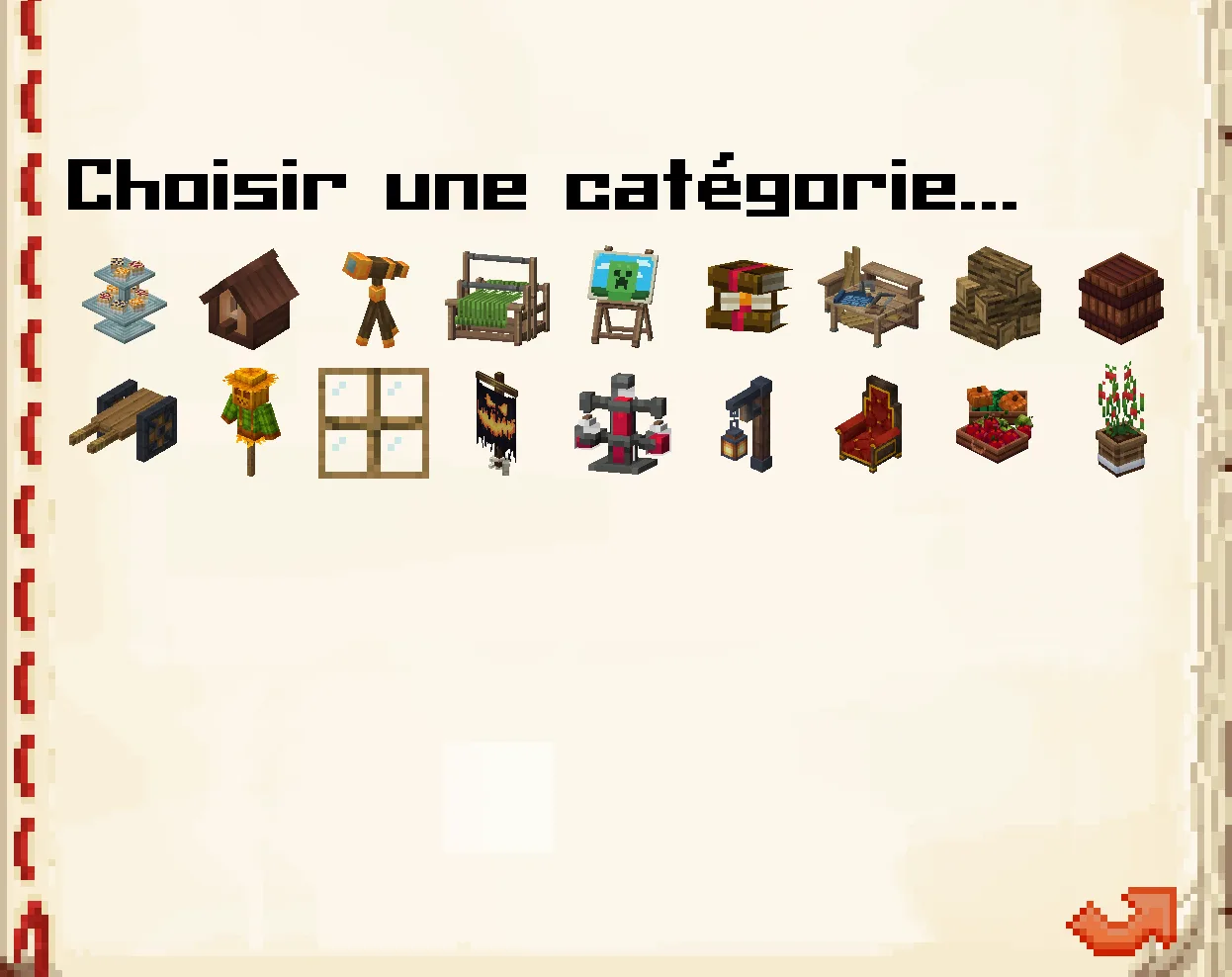 Menu des blocs