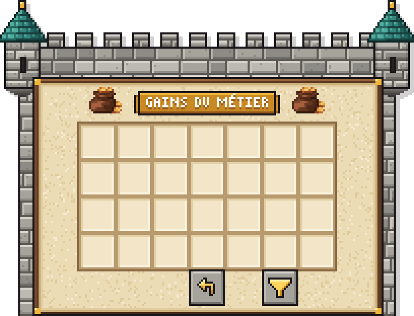 Le menu des gains du métier