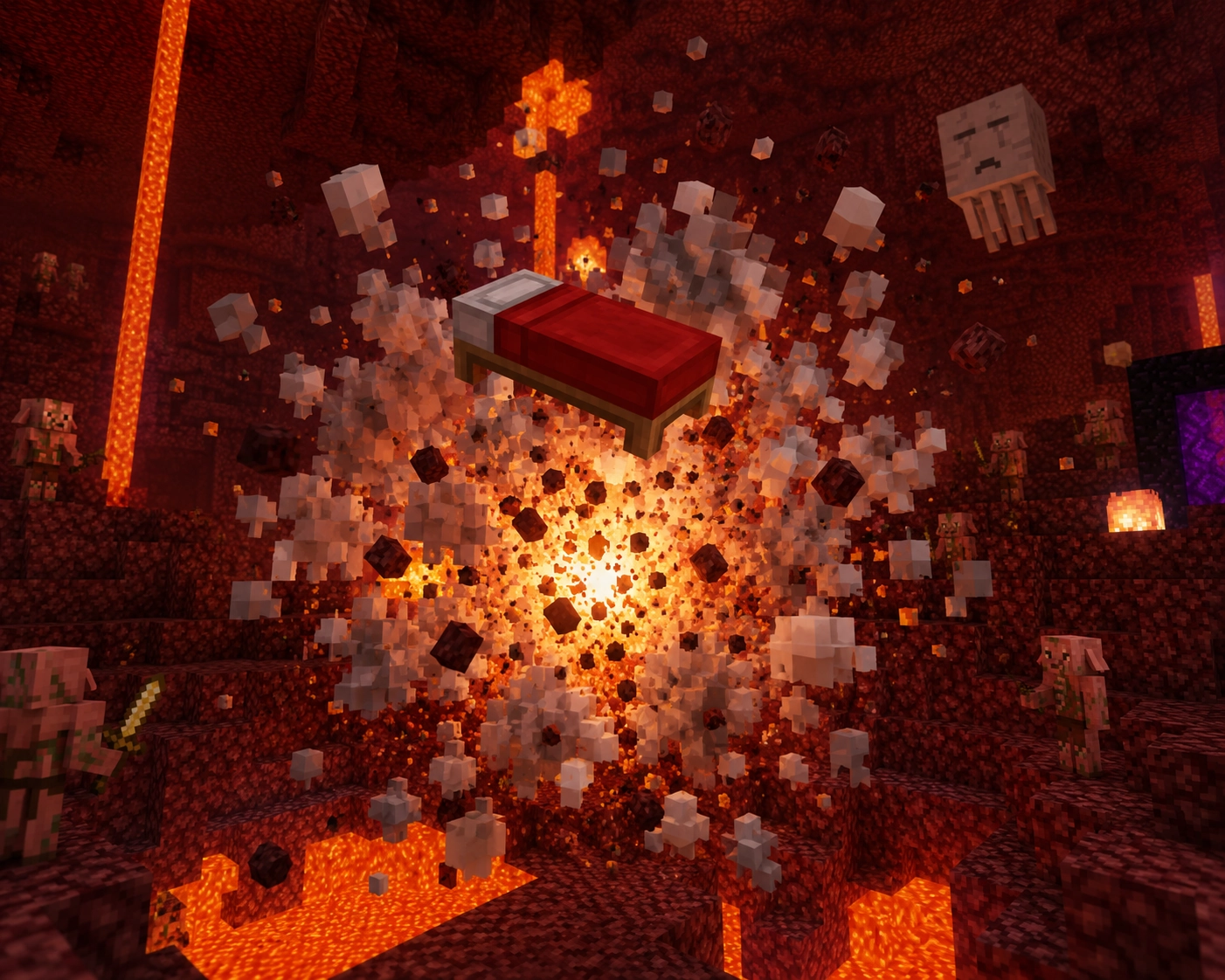 Explosion de lit dans le Nether