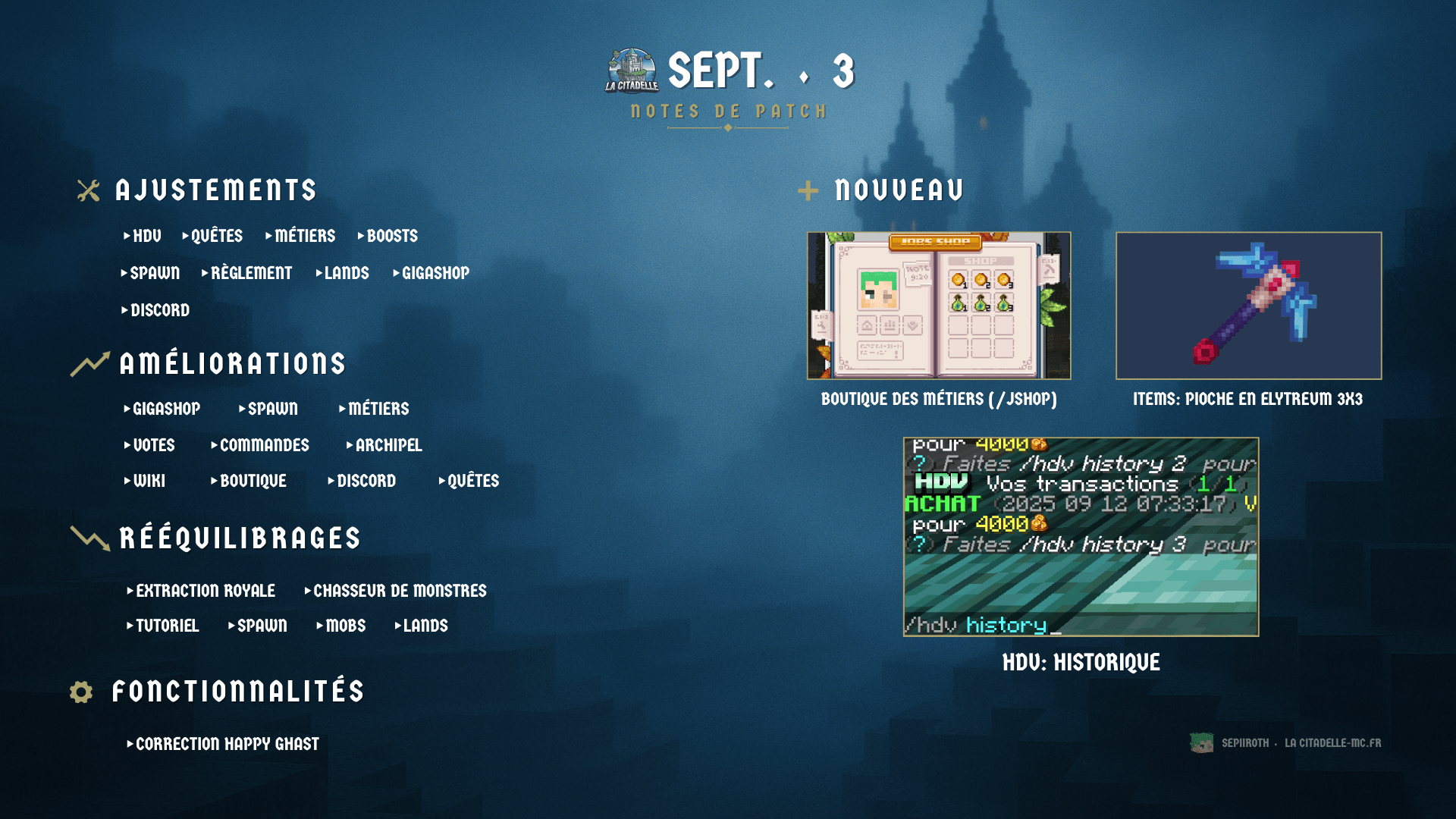 Notes de patch - Sept. ⬪ 3