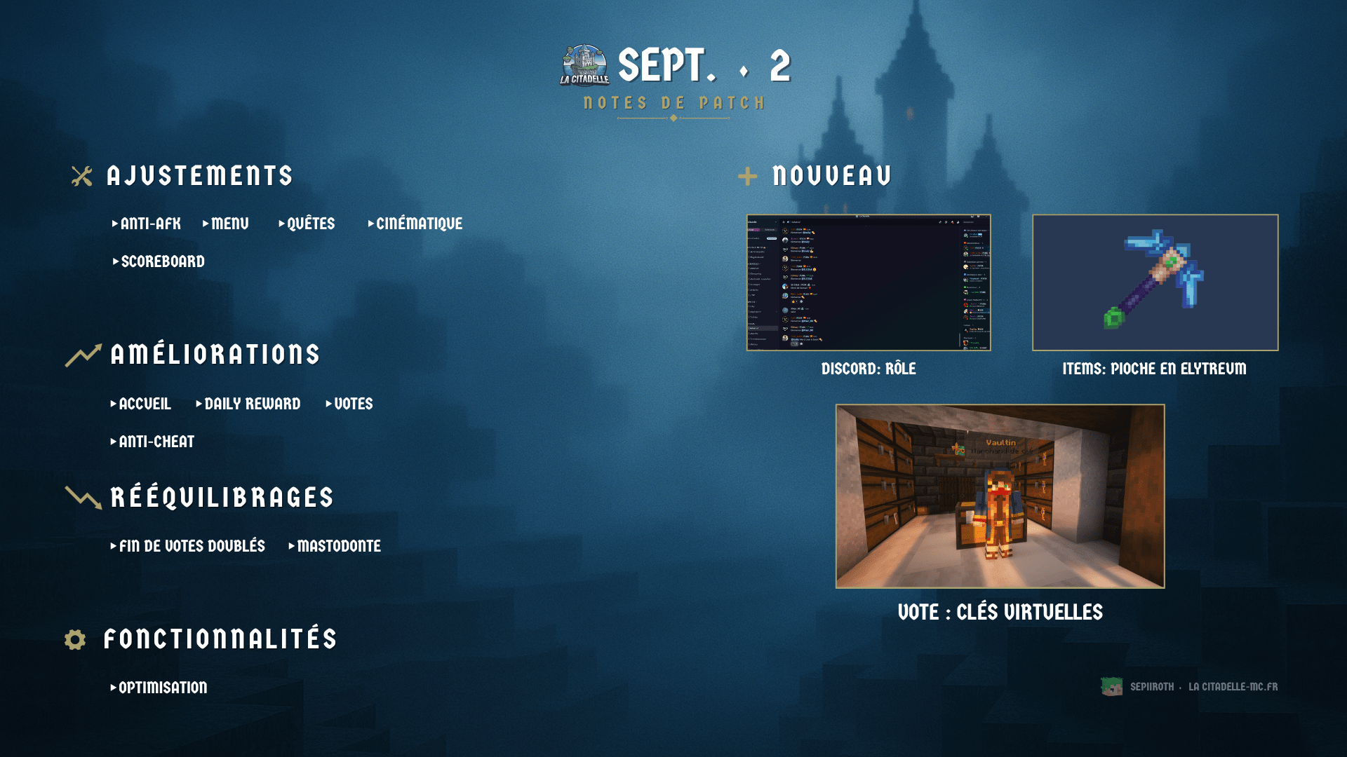 Notes de patch - Sept. ⬪ 2